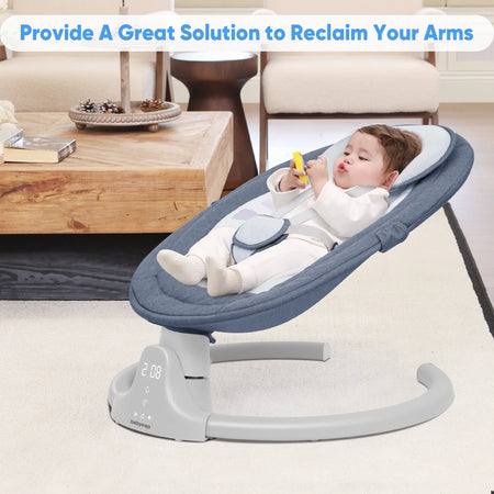 Baby Swing Para Bebés - Control Remoto Por APP Bluetooth, 5 Configuraciones De Velocidad, 10 Nanas, Enchufe USB (Azul)