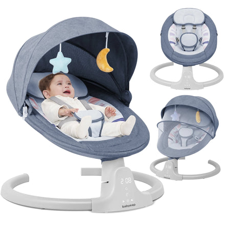 Baby Swing Para Bebés - Control Remoto Por APP Bluetooth, 5 Configuraciones De Velocidad, 10 Nanas, Enchufe USB (Azul)