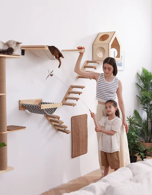 Load image into Gallery viewer, Cat Wall Climbing Shelf Steps Ladder Scratching Post Scratcher Bed Hiding House for Cats Tree Tower Pet Furniture Accessories
