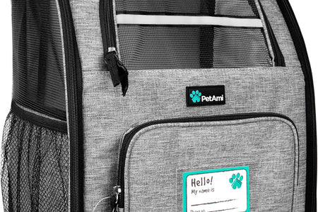Deluxe Pet Carrier Backpack for Small Cats and Dogs, Puppies | Ventilated Design, Two-Sided Entry, Safety Features and Cushion Back Support | for Travel, Hiking, Outdoor Use