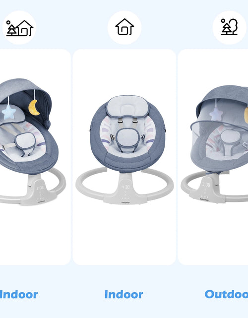 Load image into Gallery viewer, Baby Swing Para Bebés - Control Remoto Por APP Bluetooth, 5 Configuraciones De Velocidad, 10 Nanas, Enchufe USB (Azul)
