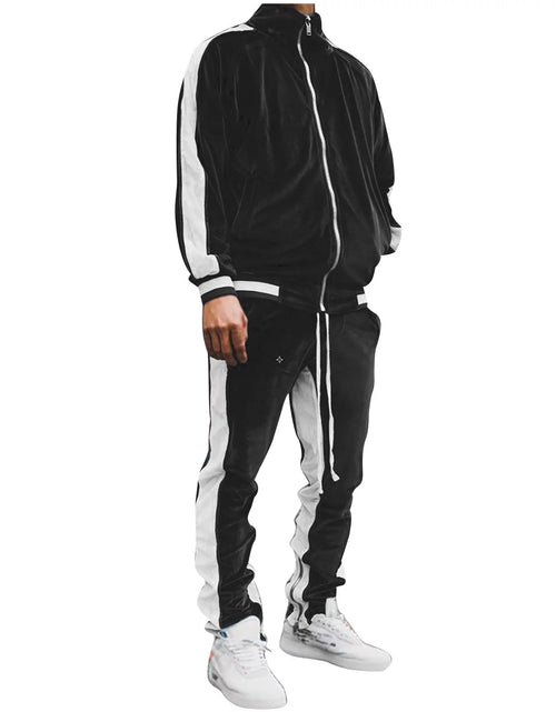 Load image into Gallery viewer, Conjunto Deportivo De Terciopelo Para Hombre, Conjunto Deportivo De Terciopelo Para Hombre 2023 2 Piezas Chaqueta De Invierno Cálida Con Zíper Completa Pantalones Deportivos Ropa Deportiva Conjunto Deportivo

