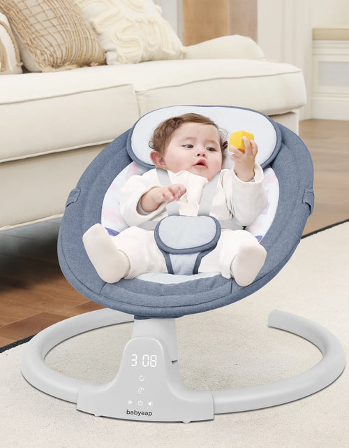 Load image into Gallery viewer, Baby Swing Para Bebés - Control Remoto Por APP Bluetooth, 5 Configuraciones De Velocidad, 10 Nanas, Enchufe USB (Azul)
