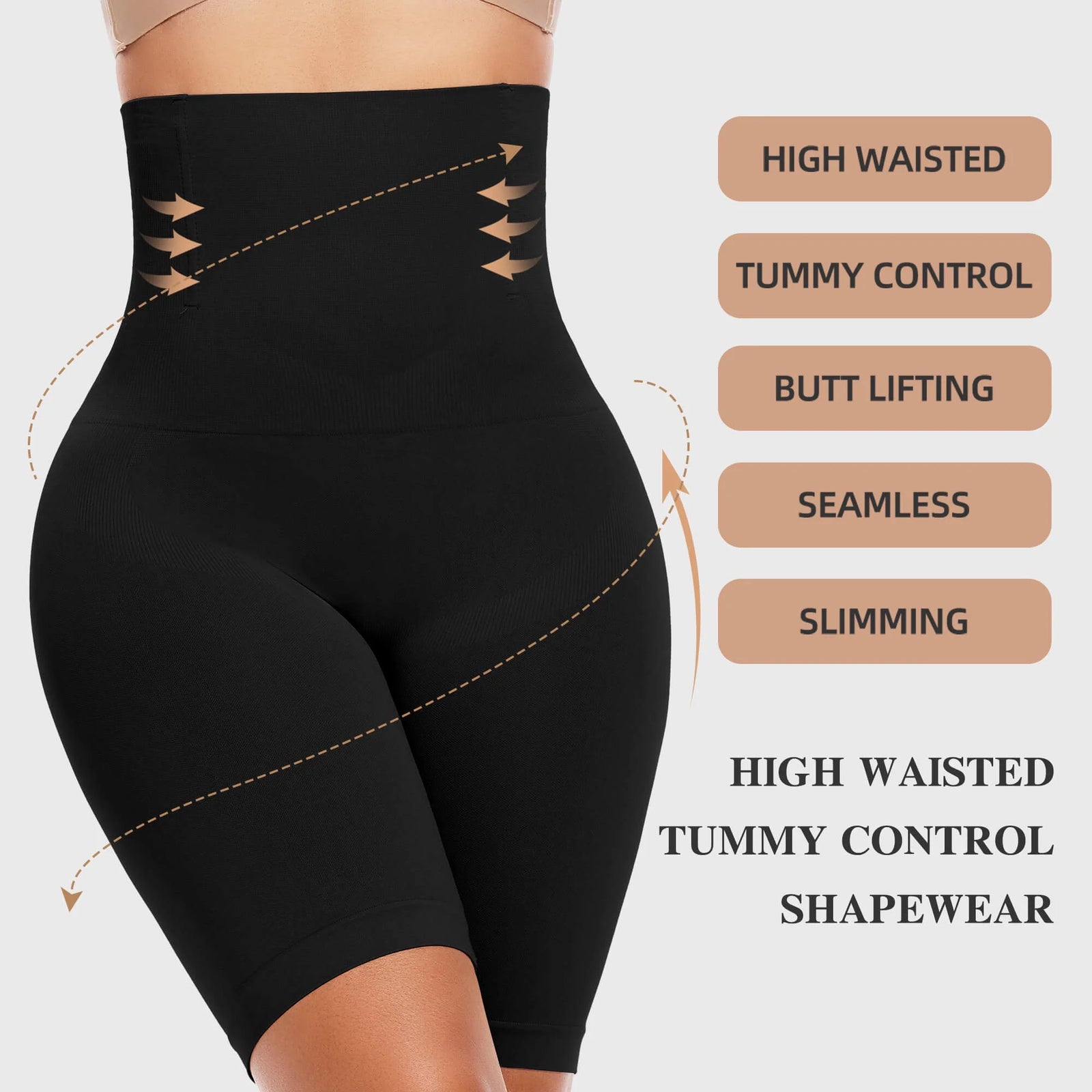 2 Packs Shorts De Faja Con Control De Abdomen Moldeador Corporal Para Mujer De Cintura Alta Adelgazante De Muslos