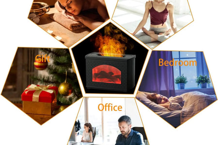 Flame Oil Diffuser, 270Ml Cool Mist Humidifier Diffuser,Sleep Relax for Outdoor Bedroom Living Roomï¼Fireplace Air Diffuser