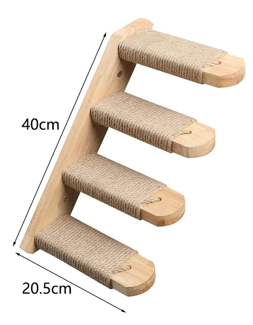 Load image into Gallery viewer, Cat Wall Climbing Shelf Steps Ladder Scratching Post Scratcher Bed Hiding House for Cats Tree Tower Pet Furniture Accessories
