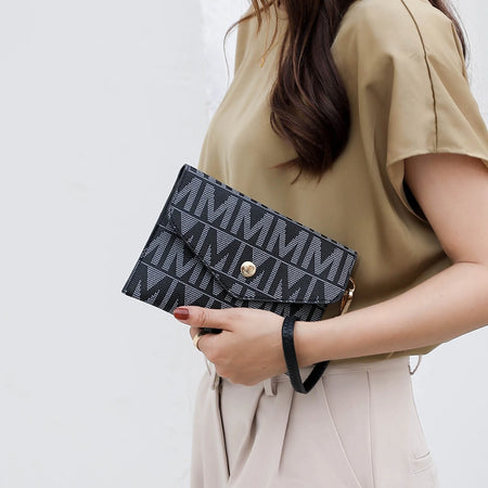 by Mia K. Marimar Women'S Tote Bag with Pouch and Wristlet, Signature 4 Piece Set - Tan