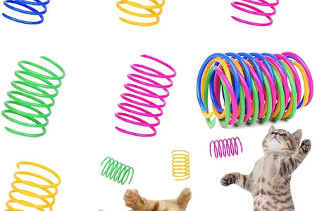 40 Pack Cat Spiral Spring, Cat Toys Spring for Indoor Cats, Durable Plastic Coils Colorful Cat Kitten Spring Toy Creative Toy for Swatting, Biting, Hunting