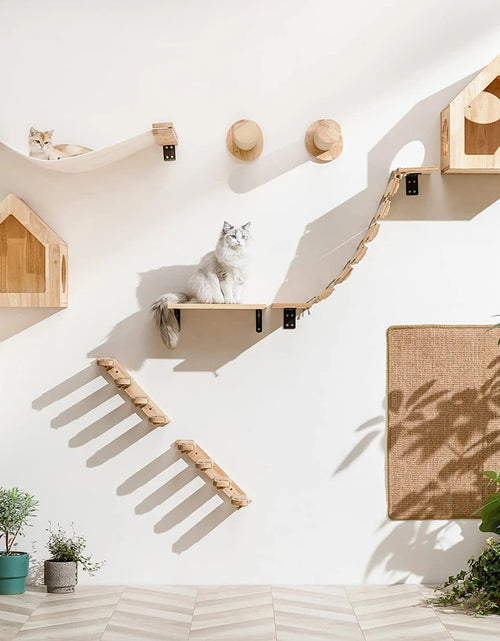 Load image into Gallery viewer, Cat Wall Climbing Shelf Steps Ladder Scratching Post Scratcher Bed Hiding House for Cats Tree Tower Pet Furniture Accessories
