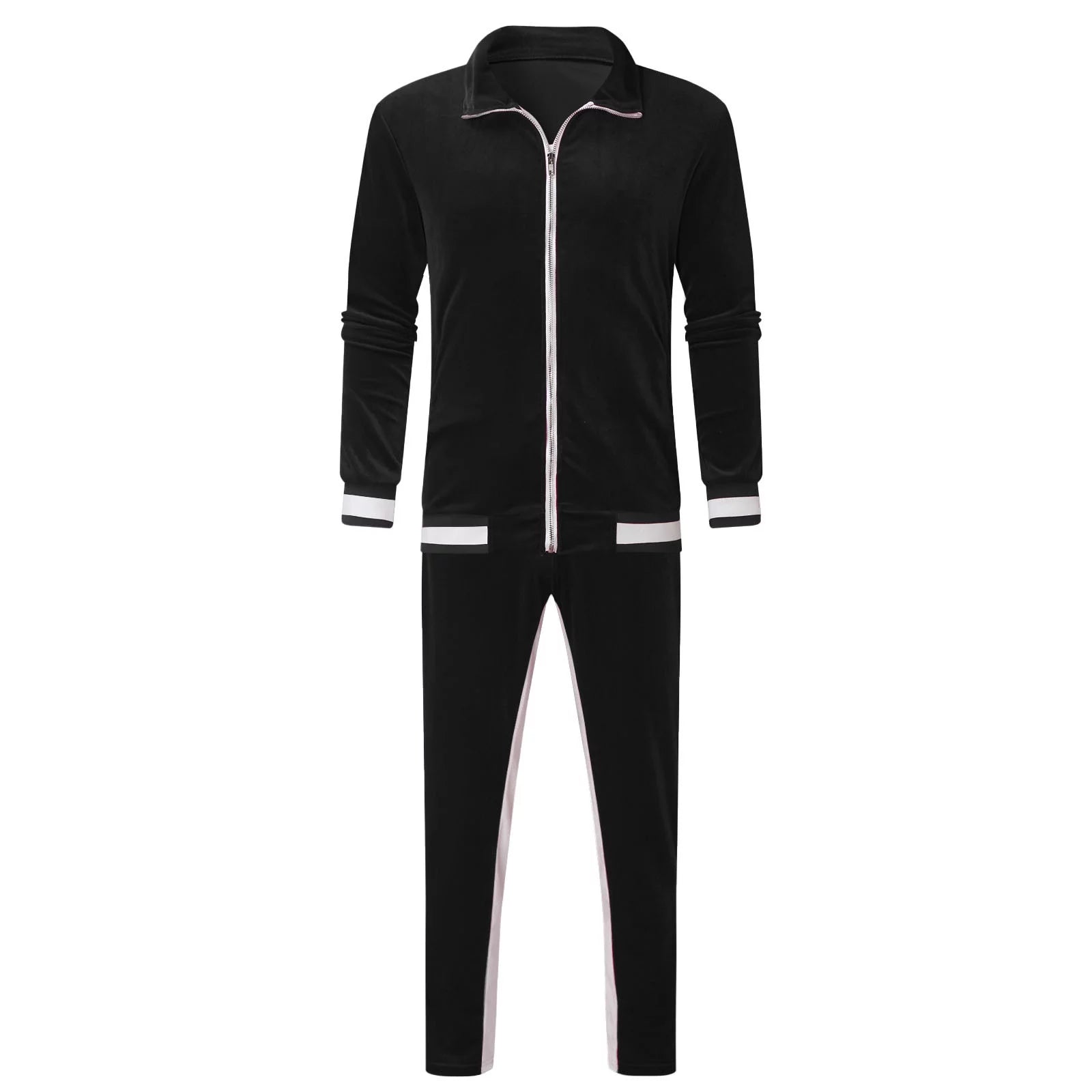 Conjunto Deportivo De Terciopelo Para Hombre, Conjunto Deportivo De Terciopelo Para Hombre 2023 2 Piezas Chaqueta De Invierno Cálida Con Zíper Completa Pantalones Deportivos Ropa Deportiva Conjunto Deportivo