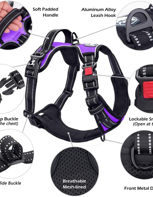Load image into Gallery viewer, No Pull Dog Harness, No Choke Front Clip Dog Reflective Harness, Adjustable Soft Padded Pet Vest with Easy Control Handle for Small to Large Dogs(Purple,M)
