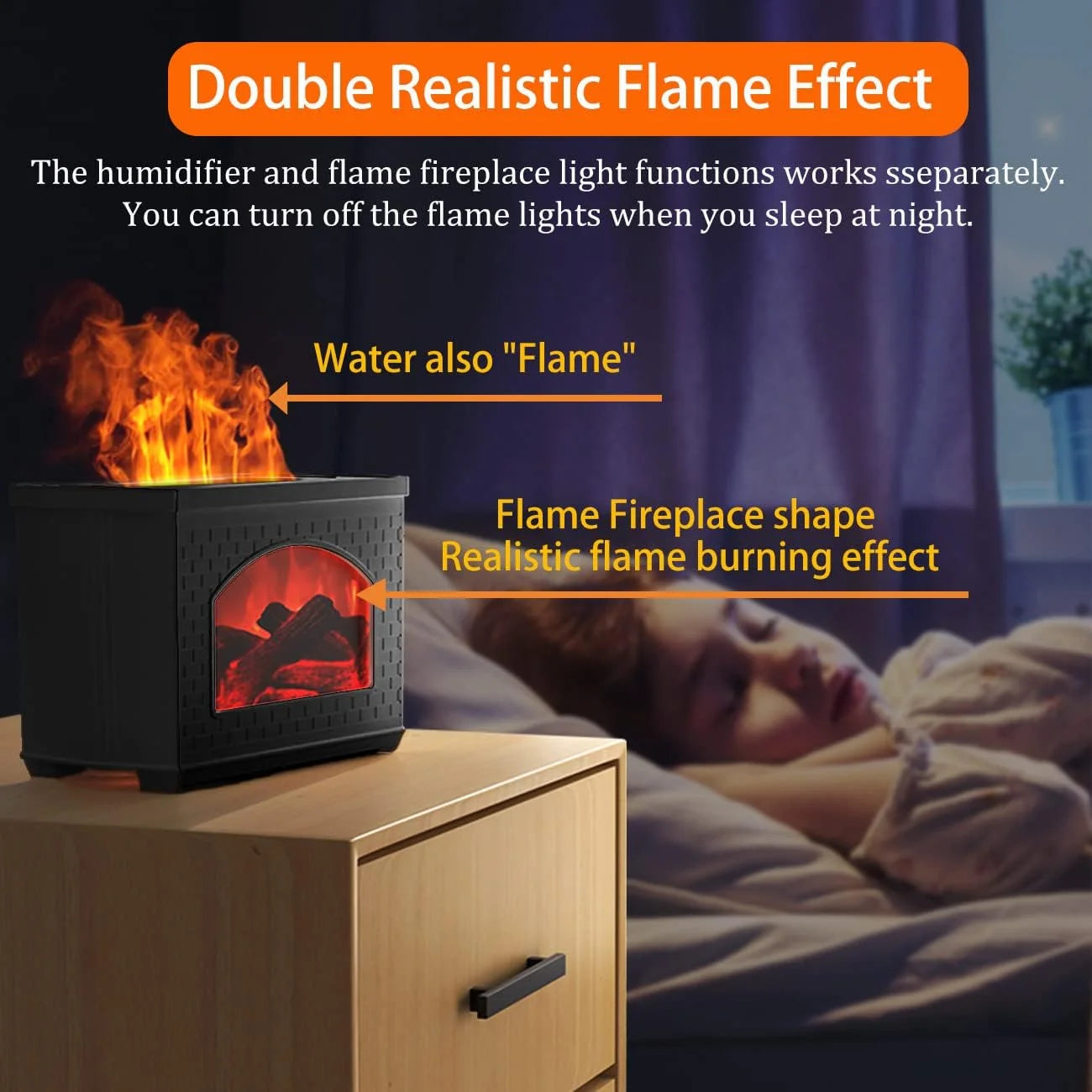 Flame Oil Diffuser, 270Ml Cool Mist Humidifier Diffuser,Sleep Relax for Outdoor Bedroom Living Roomï¼Fireplace Air Diffuser