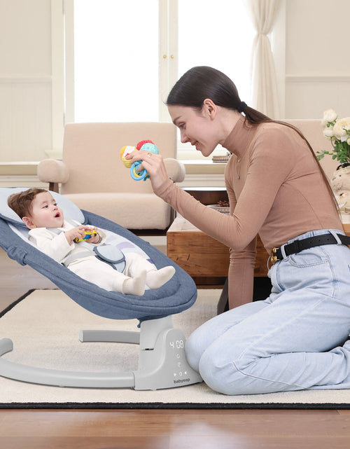 Load image into Gallery viewer, Baby Swing Para Bebés - Control Remoto Por APP Bluetooth, 5 Configuraciones De Velocidad, 10 Nanas, Enchufe USB (Azul)
