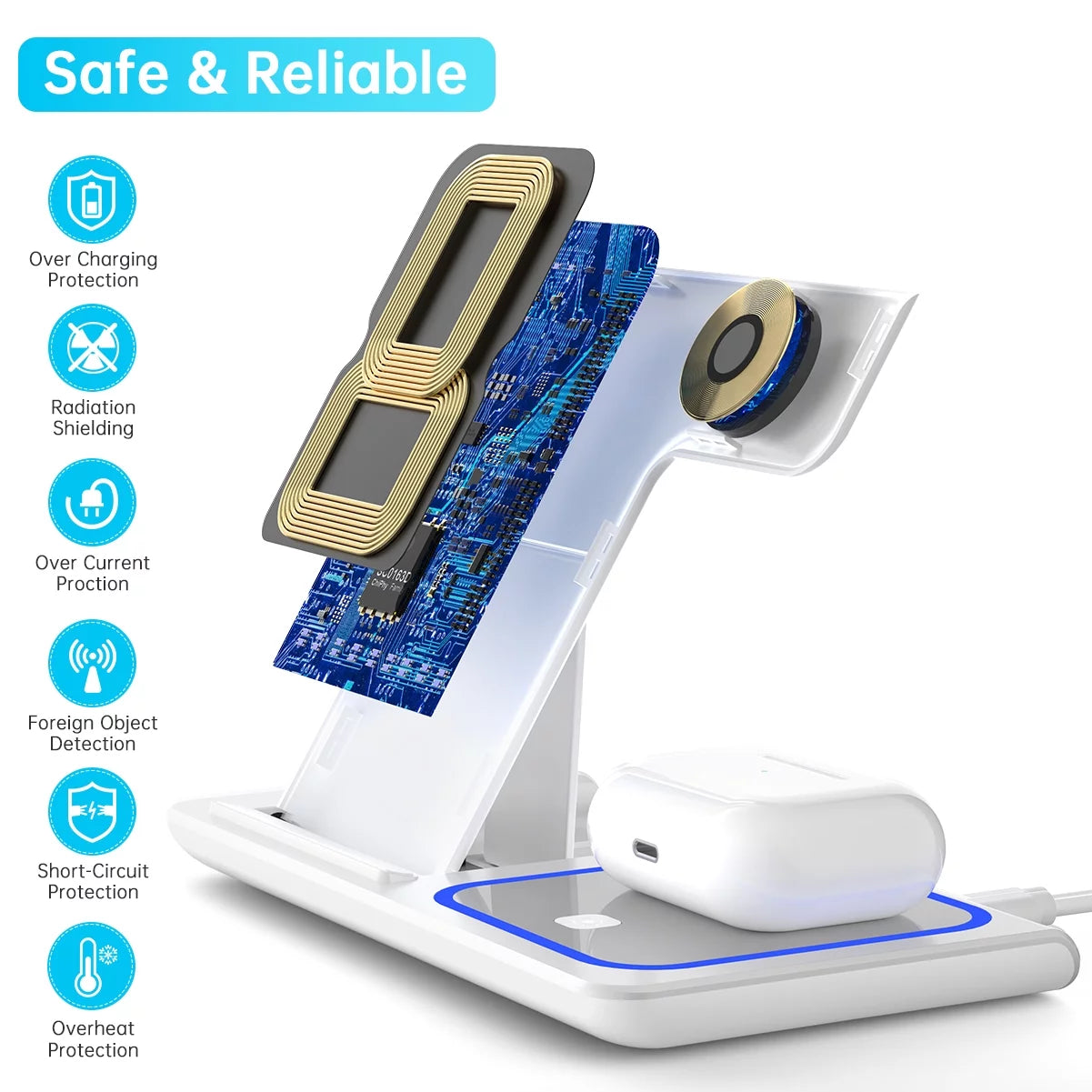 Estación De Carga Inalámbrica, Estación De Carga 3 En 1 De 18W, Base De Carga Rápida Para Iwatch Series 11/10/9/8/7/6/SE/5/4/3, Compatible Con Iphone 17/16 15 14 13 12 11 Pro Max/Samsung/ Airpod